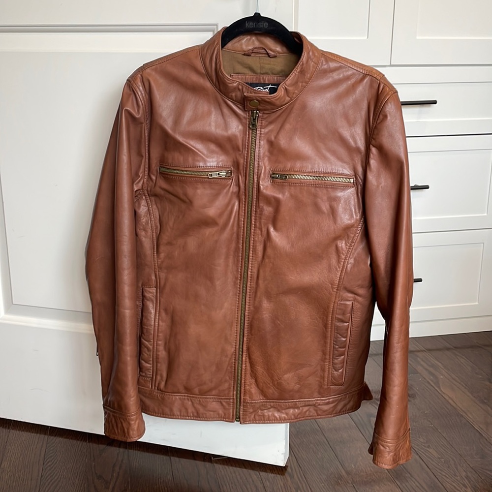 wilsons leathers black rivet brown leather jacket small